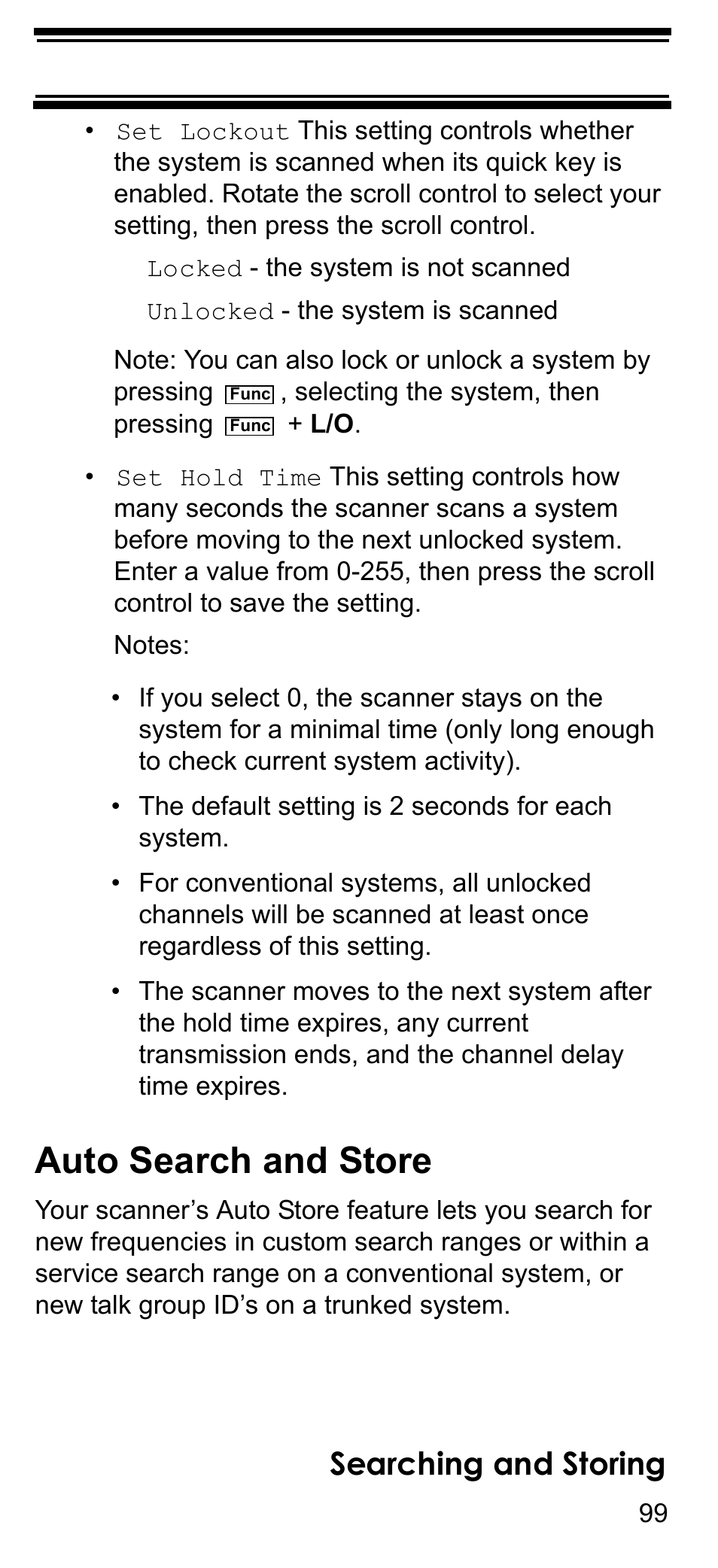 Auto search and store, Searching and storing | Uniden BCD396T User Manual | Page 99 / 154