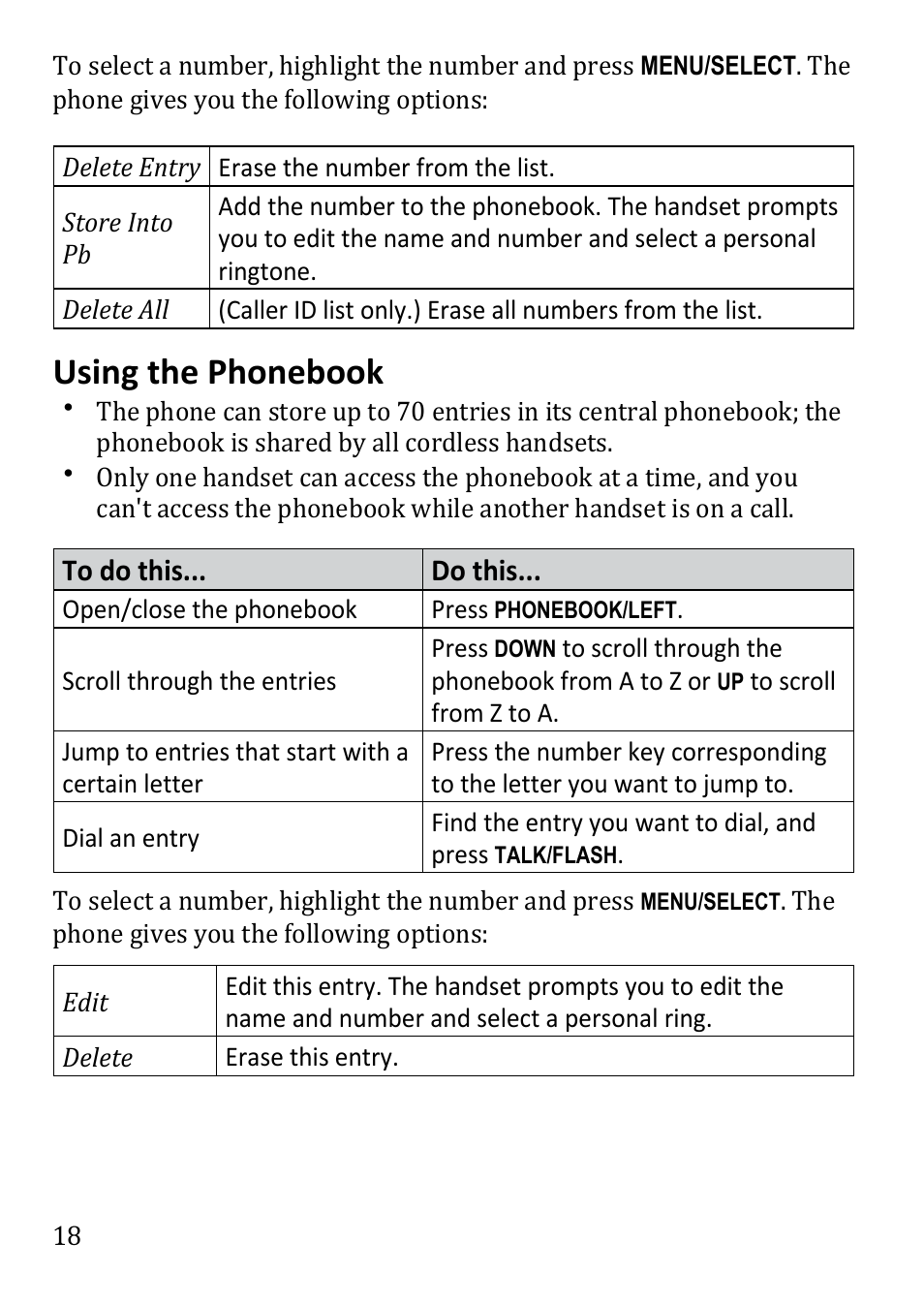 Using the phonebook | Uniden DECT3380 User Manual | Page 18 / 40