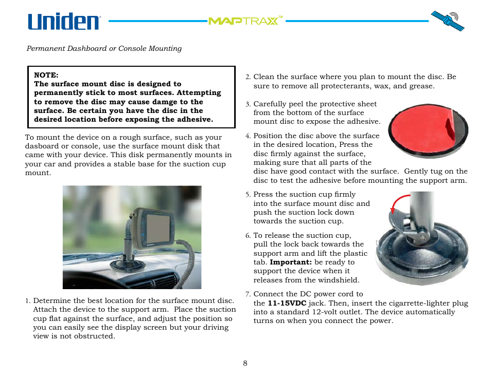 Uniden Maptrax GPS352 User Manual | Page 8 / 35
