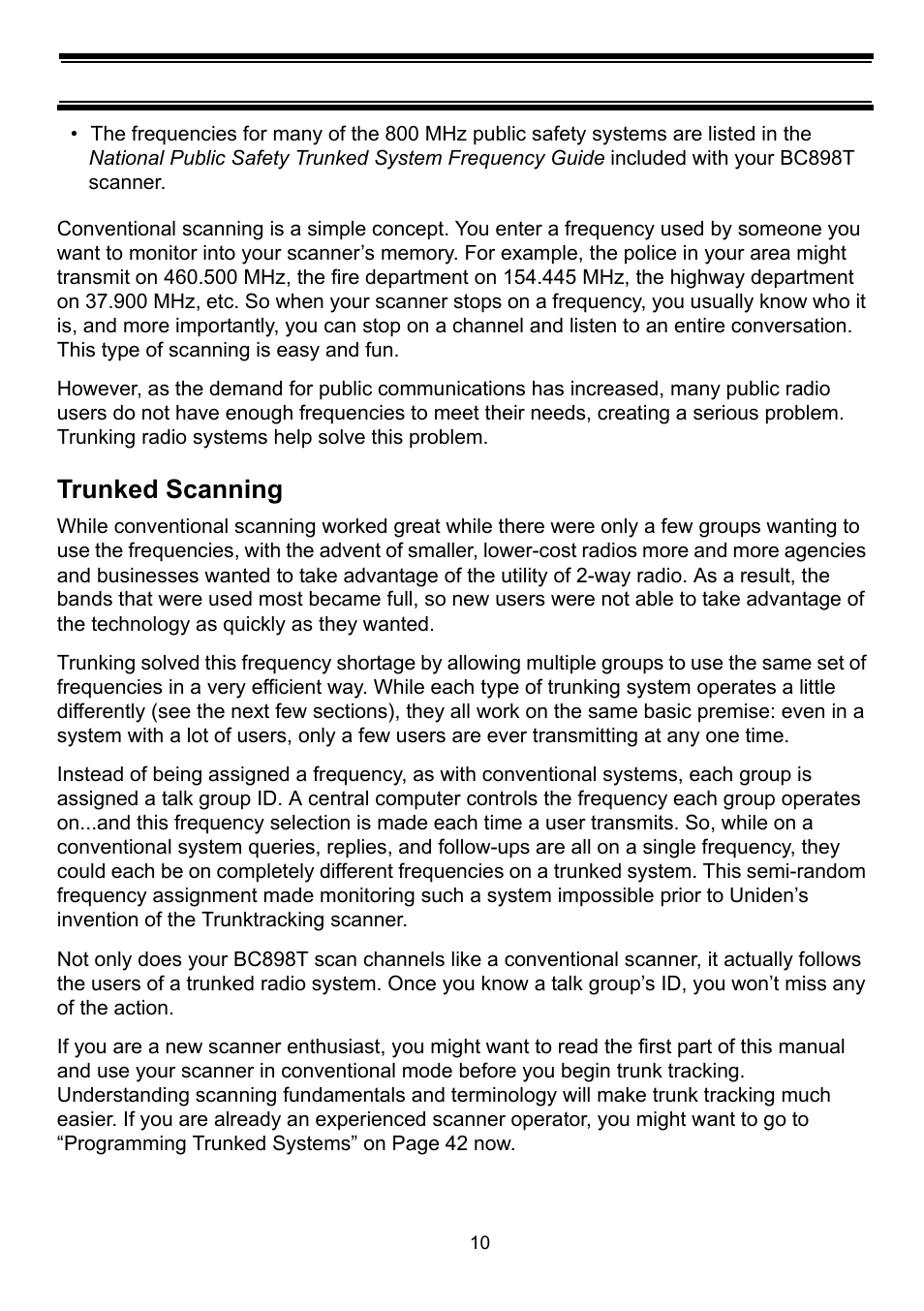 Trunked scanning | Uniden BC898T User Manual | Page 13 / 64