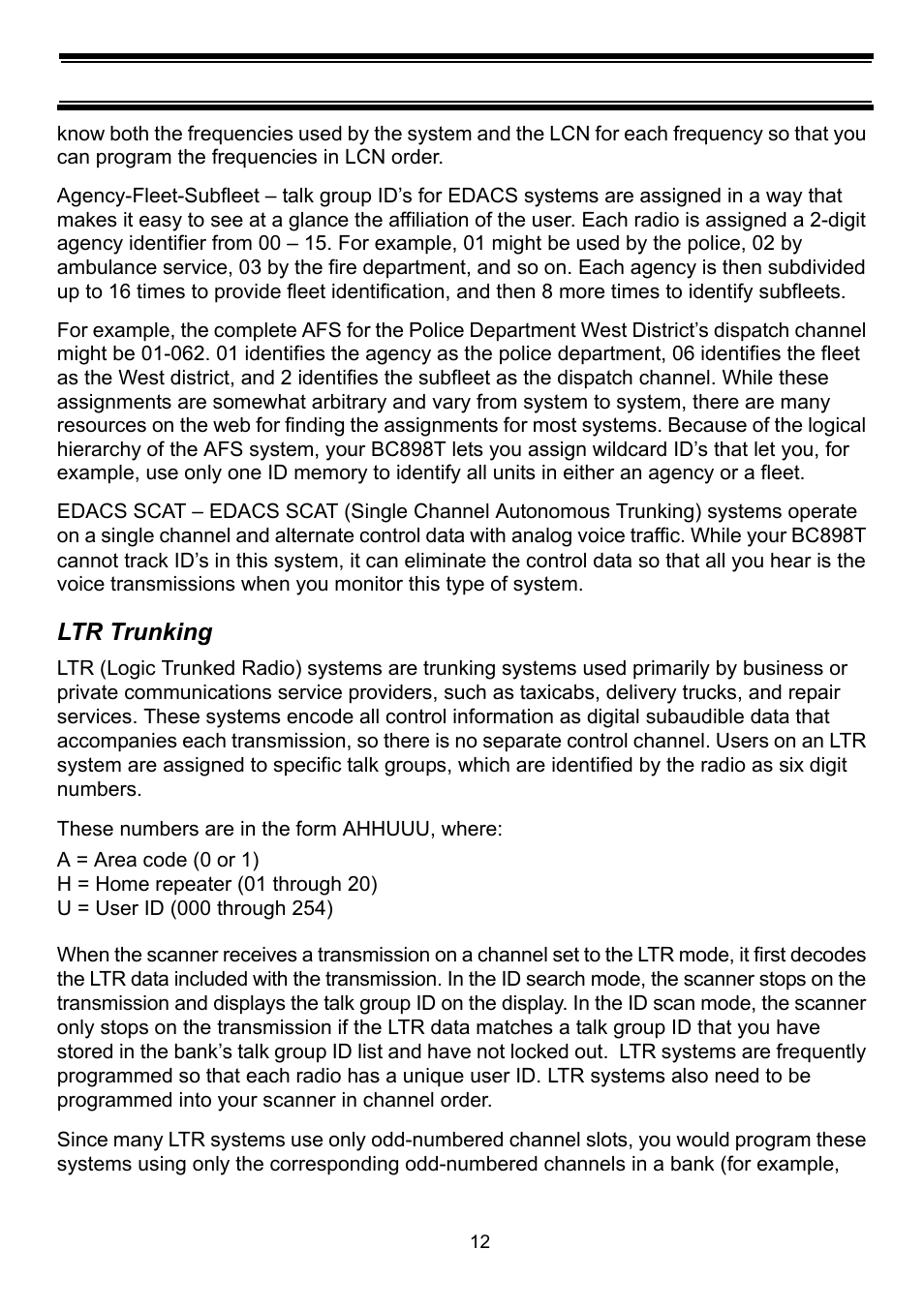 Ltr trunking | Uniden BC898T User Manual | Page 15 / 64