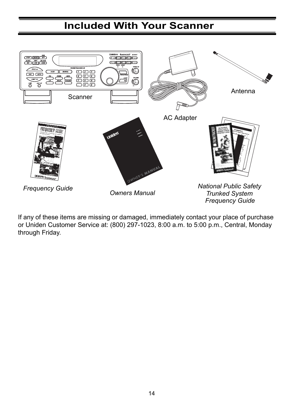 Included with your scanner, Installing your scanner | Uniden BC898T User Manual | Page 17 / 64
