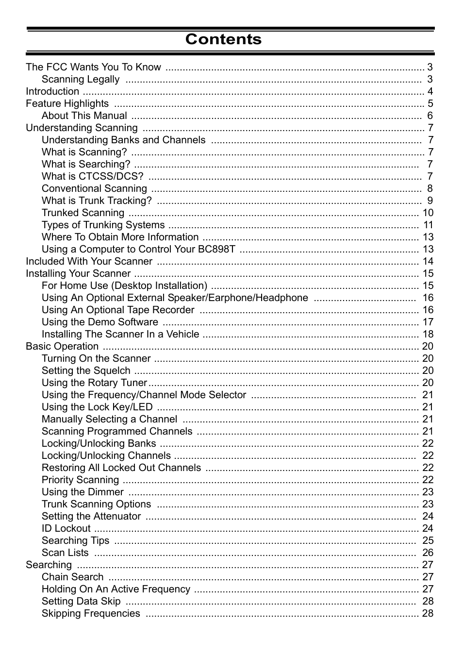 Uniden BC898T User Manual | Page 4 / 64