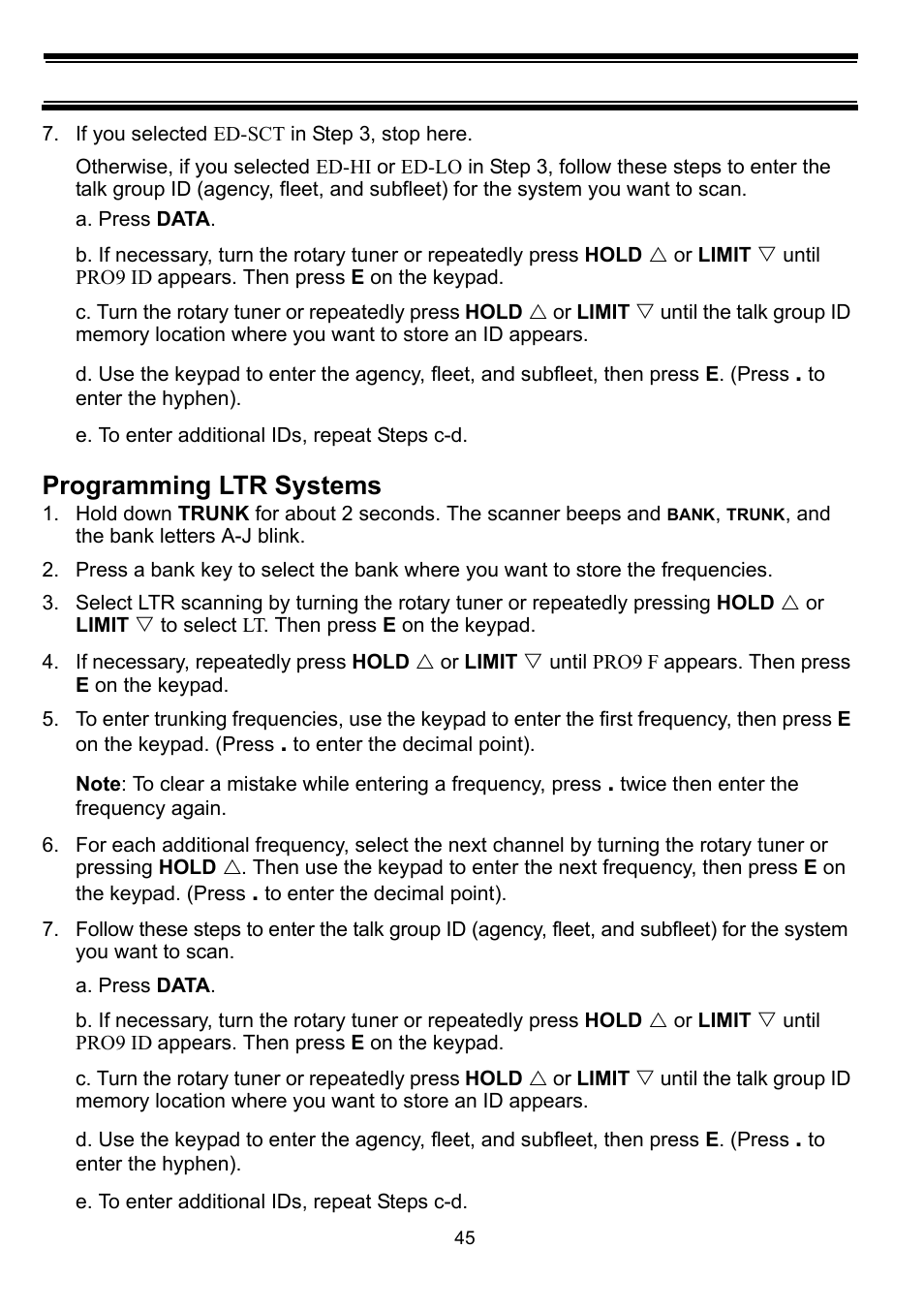 If you selected ed-sct in step 3, stop here, Programming ltr systems | Uniden BC898T User Manual | Page 48 / 64