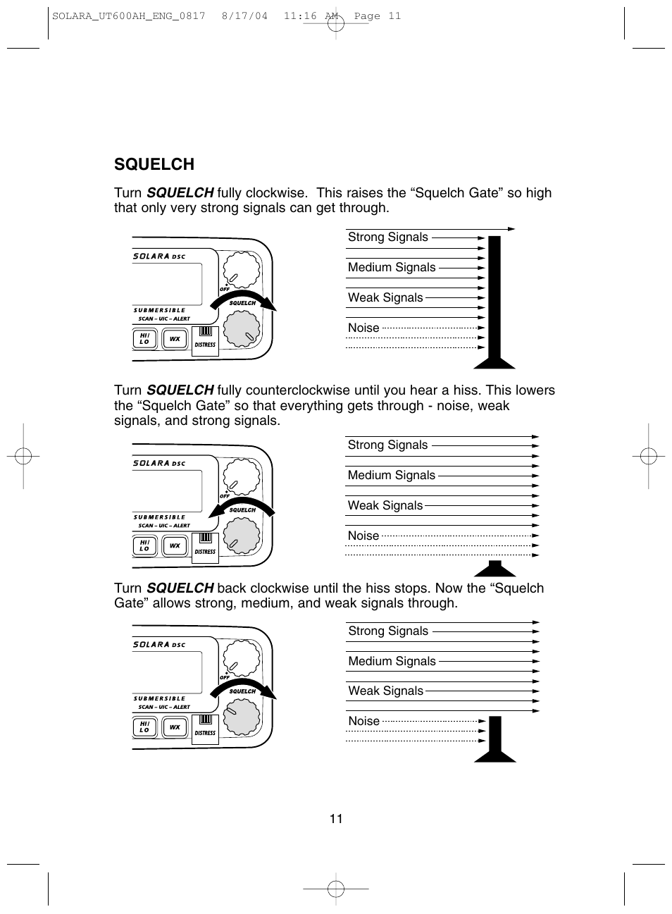 Squelch | Uniden Solara DSC User Manual | Page 13 / 32