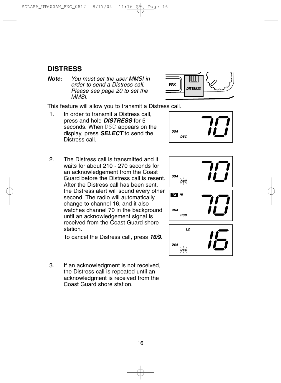 Distress | Uniden Solara DSC User Manual | Page 18 / 32