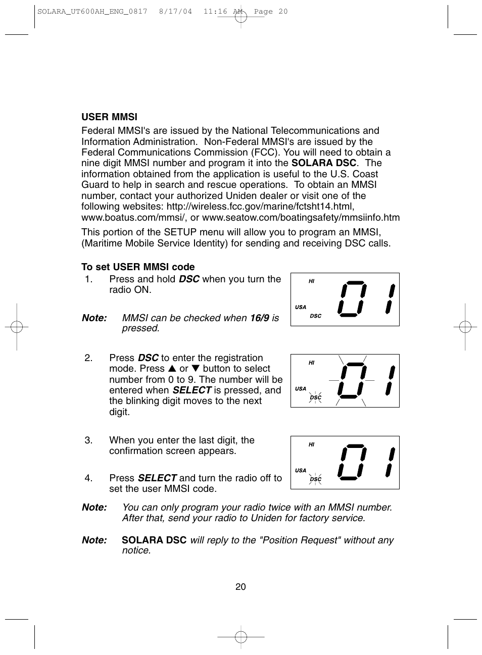 Uniden Solara DSC User Manual | Page 22 / 32
