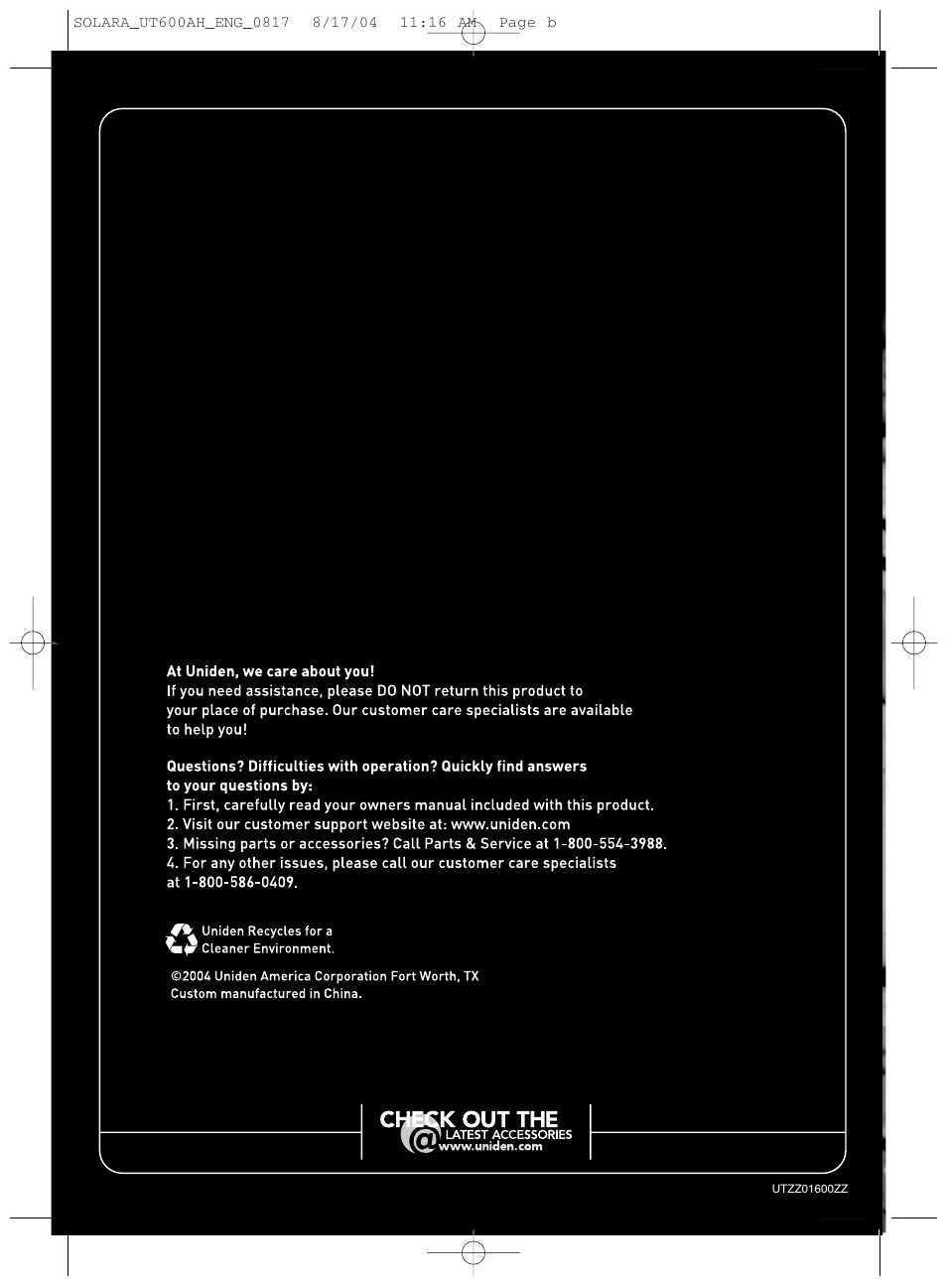Uniden Solara DSC User Manual | Page 32 / 32