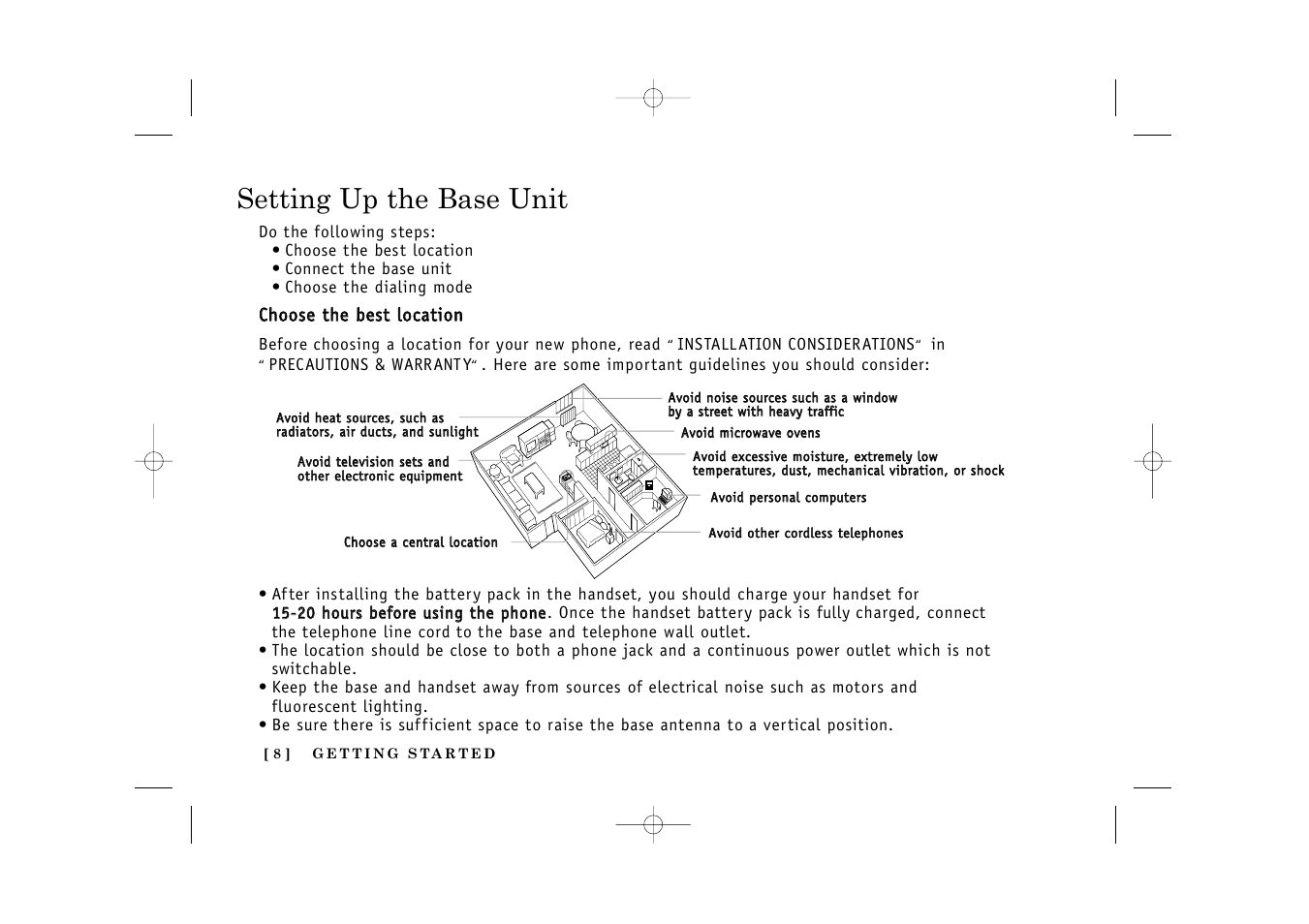 Setting up the base unit | Uniden TITANIUM 24-148 User Manual | Page 10 / 64