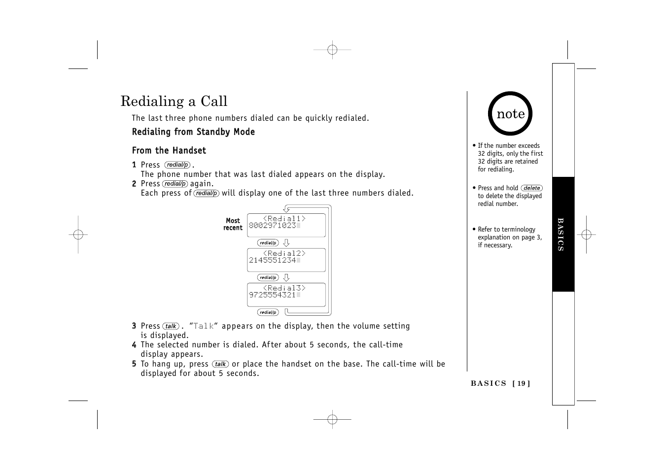 Redialing a call | Uniden TITANIUM 24-148 User Manual | Page 21 / 64