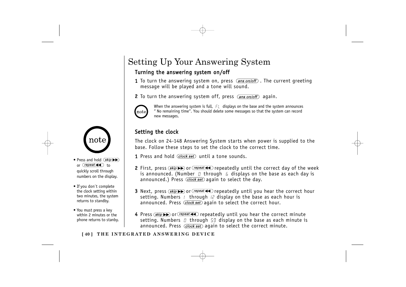 Setting up your answering system | Uniden TITANIUM 24-148 User Manual | Page 42 / 64