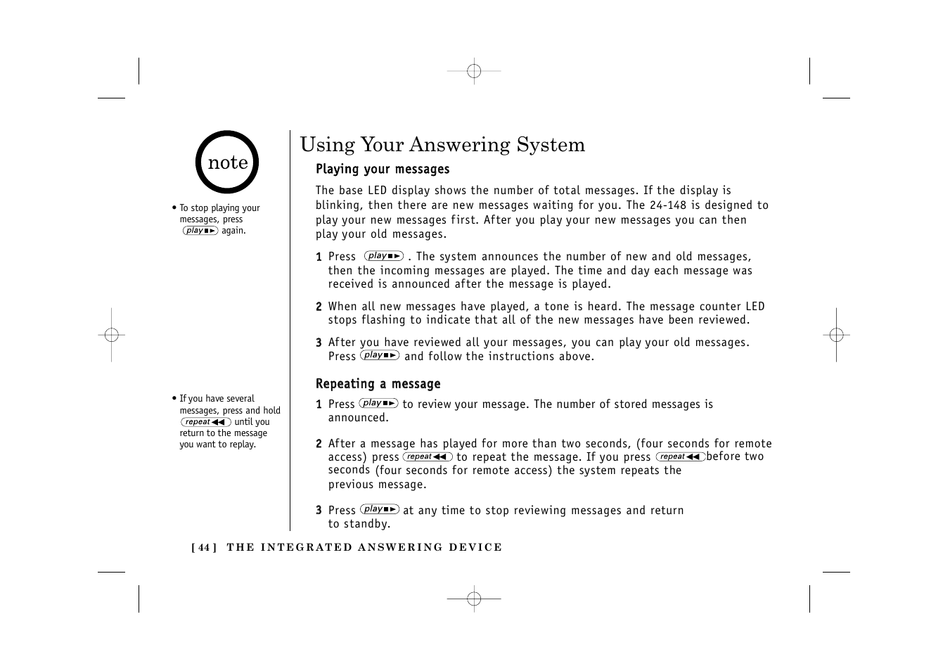 Using your answering system | Uniden TITANIUM 24-148 User Manual | Page 46 / 64