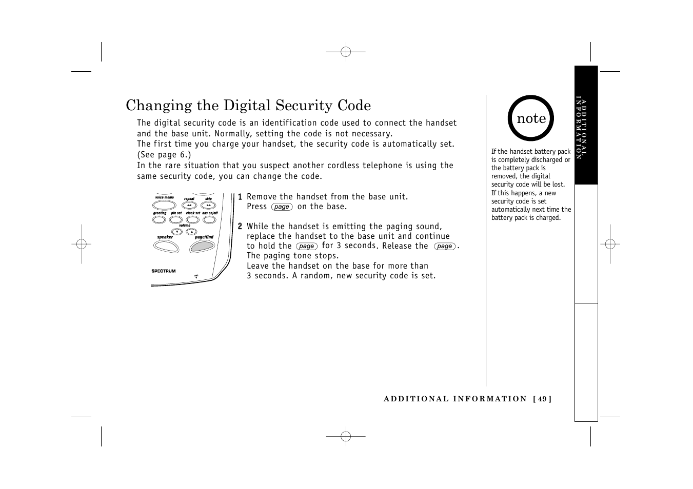 Changing the digital security code | Uniden TITANIUM 24-148 User Manual | Page 51 / 64