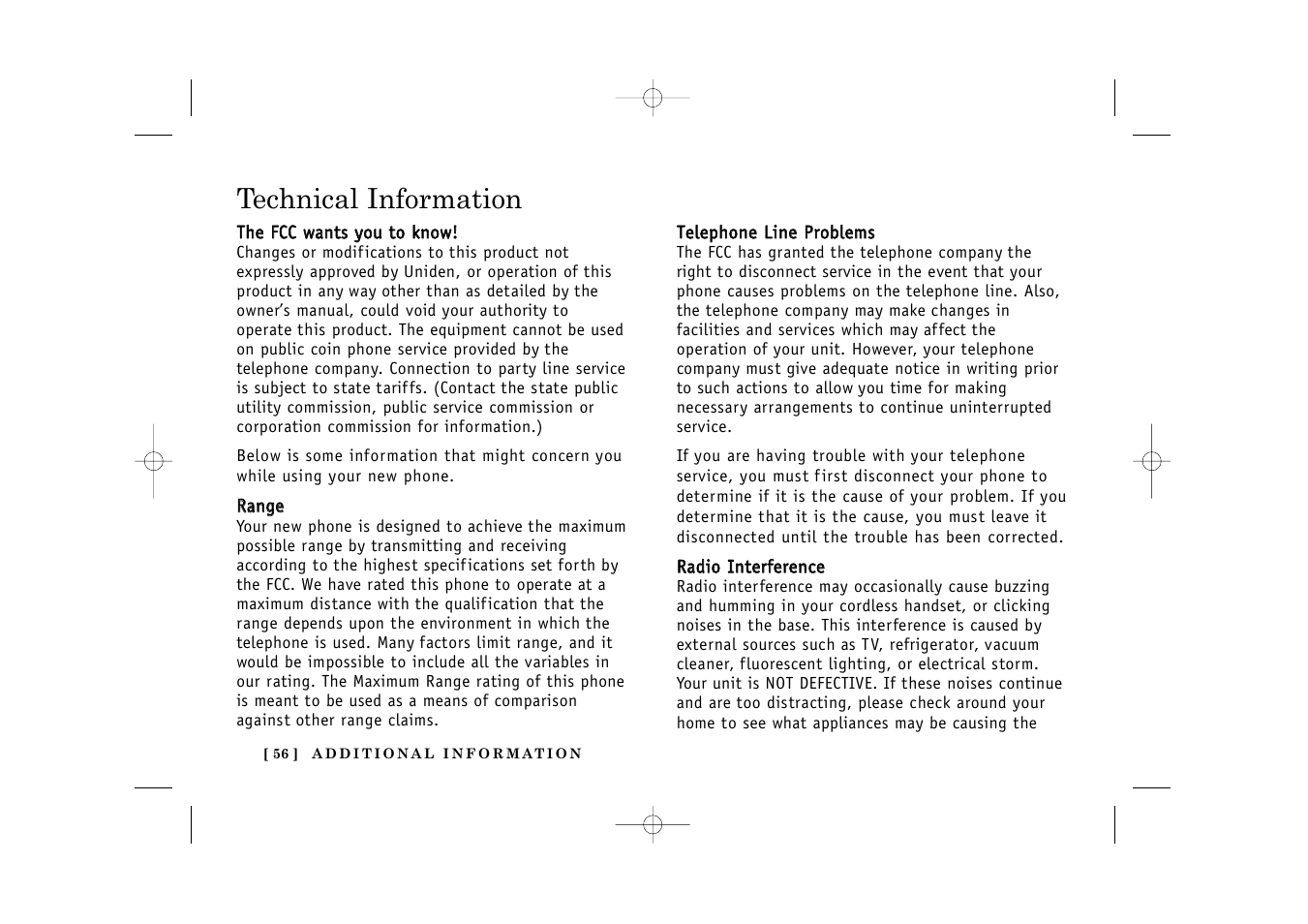 Technical information | Uniden TITANIUM 24-148 User Manual | Page 58 / 64