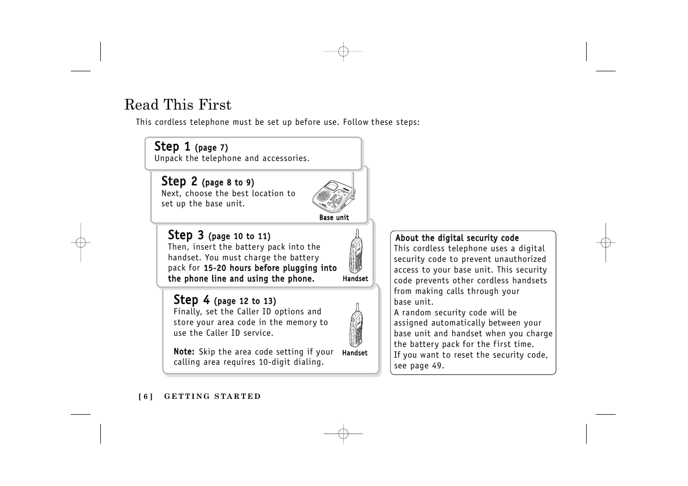 Read this first, Sstteep p 1 1, Sstteep p 2 2 | Sstteep p 3 3, Sstteep p 4 4 | Uniden TITANIUM 24-148 User Manual | Page 8 / 64