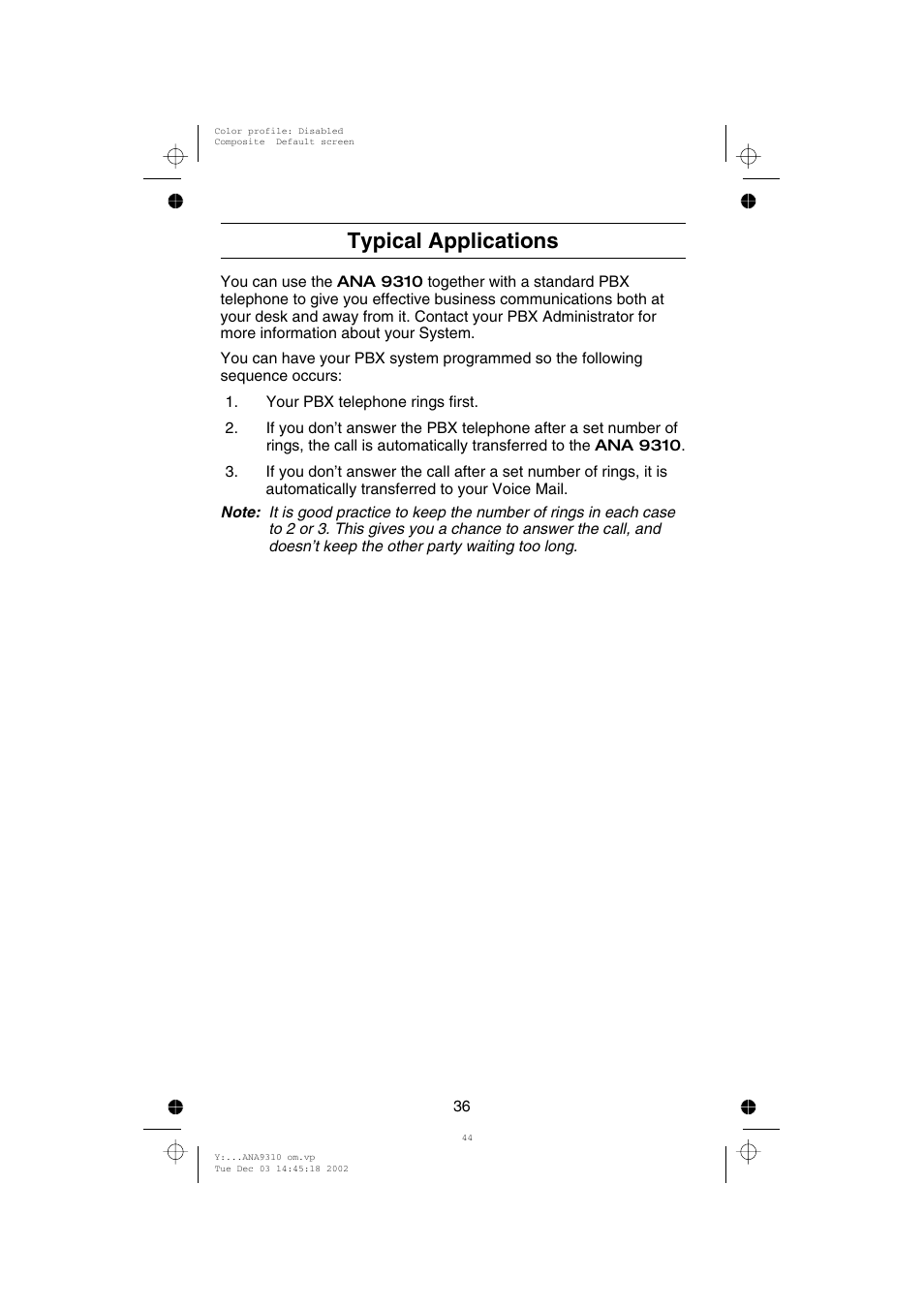 Typical applications | Uniden ANA 9310 User Manual | Page 42 / 46