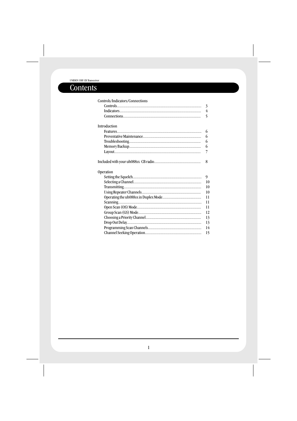 Uniden UH088SX CB User Manual | Page 3 / 24