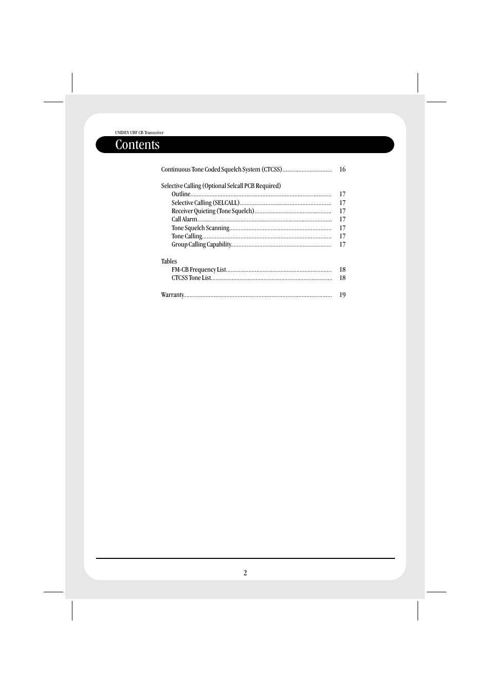 Uniden UH088SX CB User Manual | Page 4 / 24