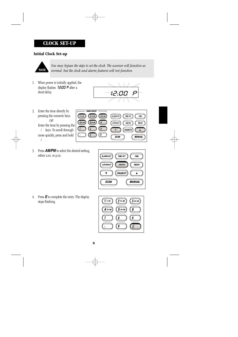 Clock set-up | Uniden BC248CLT User Manual | Page 11 / 42