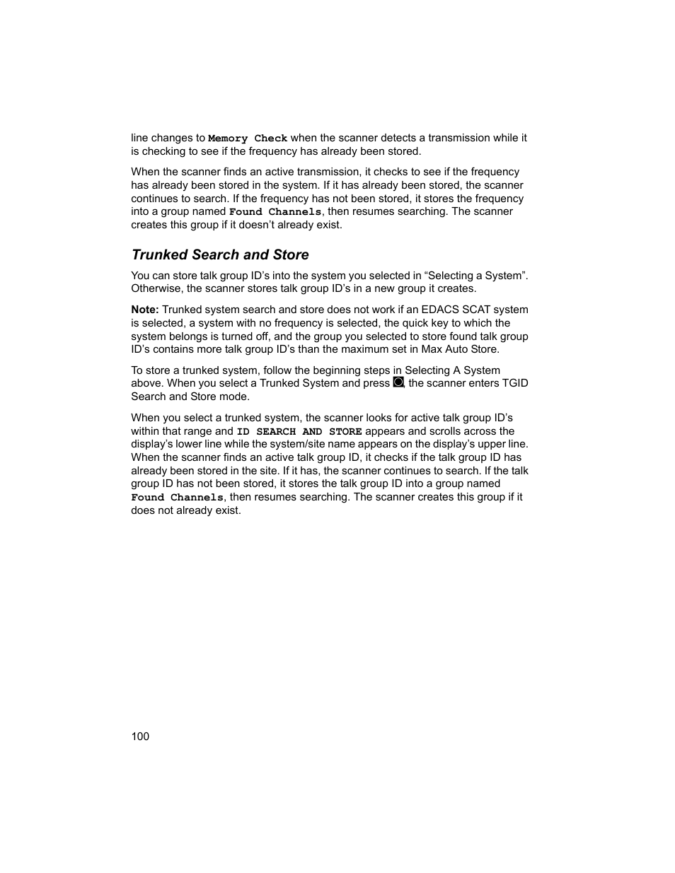 Trunked search and store | Uniden BCD996T User Manual | Page 100 / 152