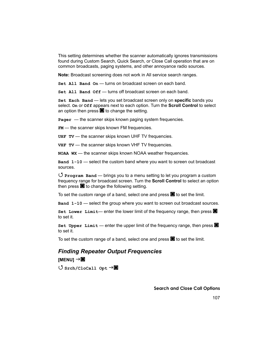 Finding repeater output frequencies | Uniden BCD996T User Manual | Page 107 / 152