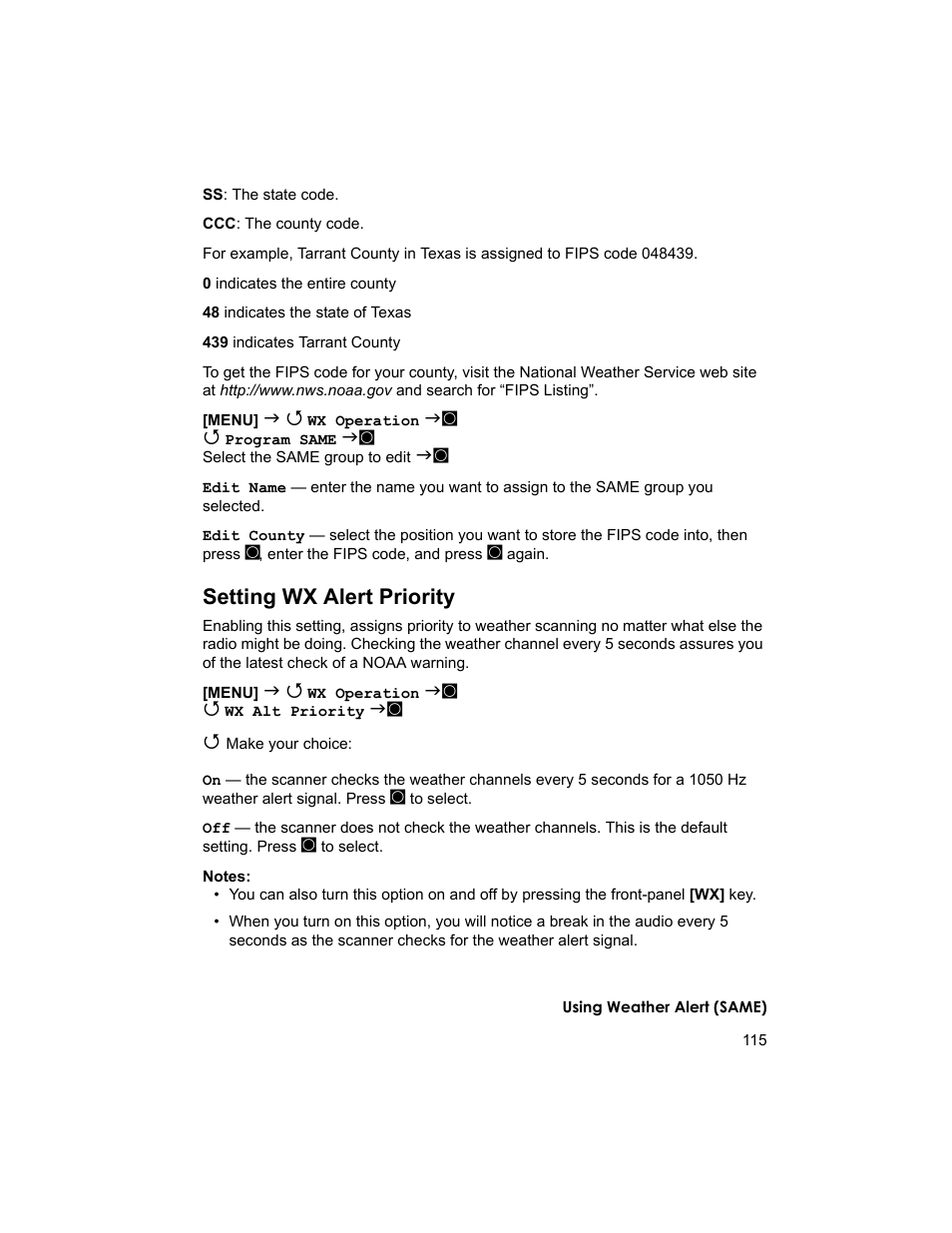 Setting wx alert priority | Uniden BCD996T User Manual | Page 115 / 152