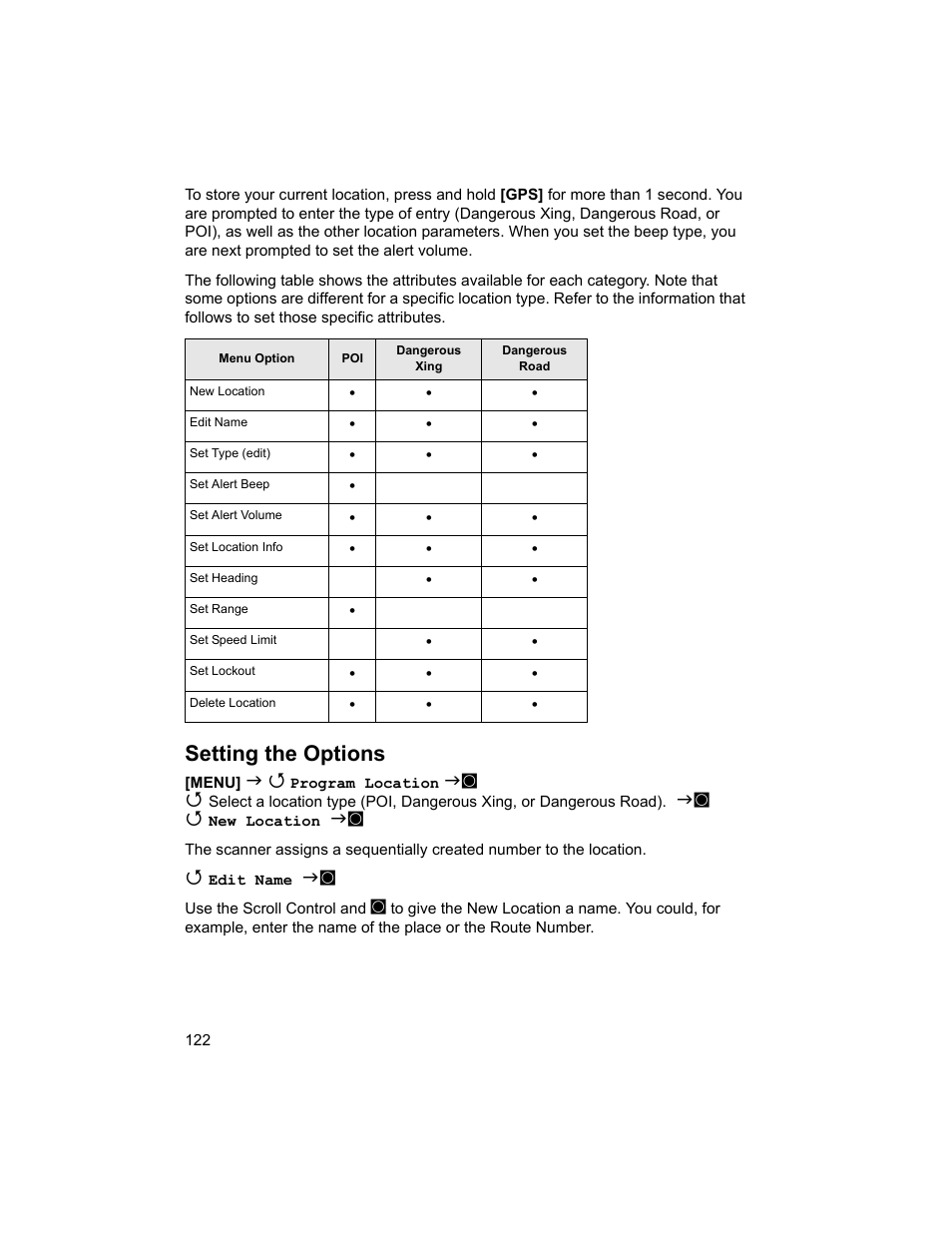 Setting the options | Uniden BCD996T User Manual | Page 122 / 152