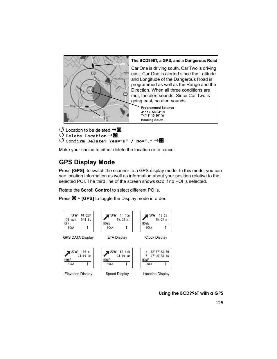 Gps display mode | Uniden BCD996T User Manual | Page 125 / 152