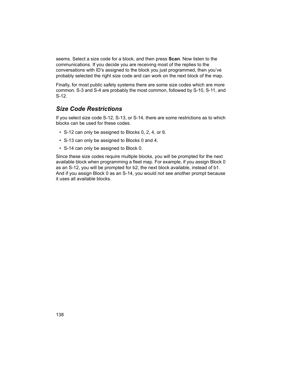 Size code restrictions | Uniden BCD996T User Manual | Page 138 / 152