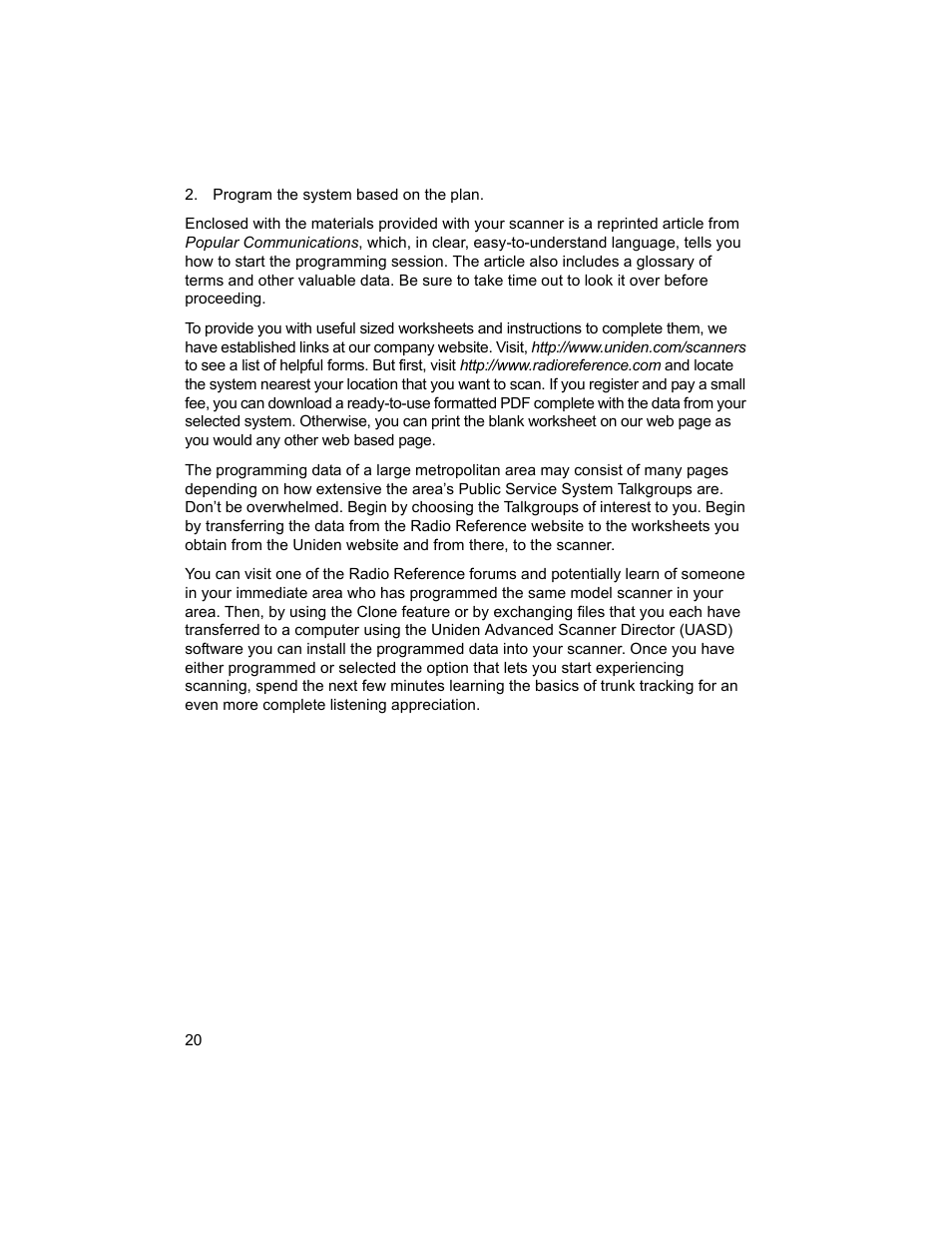 Uniden BCD996T User Manual | Page 20 / 152