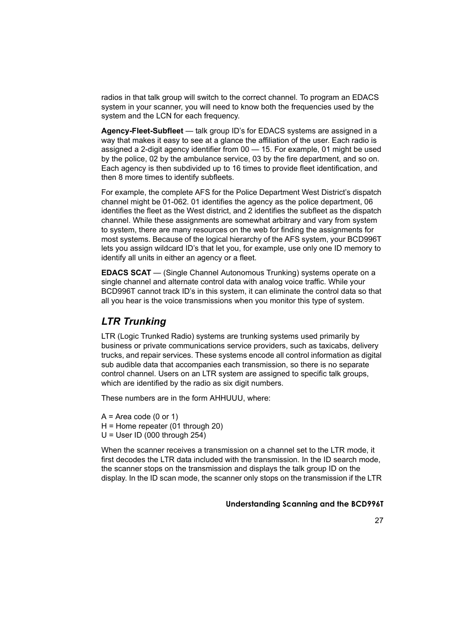 Ltr trunking | Uniden BCD996T User Manual | Page 27 / 152