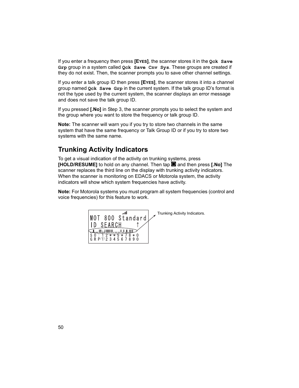 Trunking activity indicators | Uniden BCD996T User Manual | Page 50 / 152