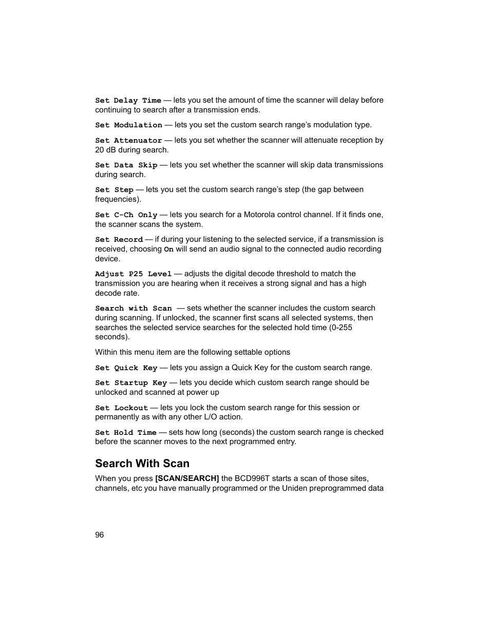 Search with scan | Uniden BCD996T User Manual | Page 96 / 152