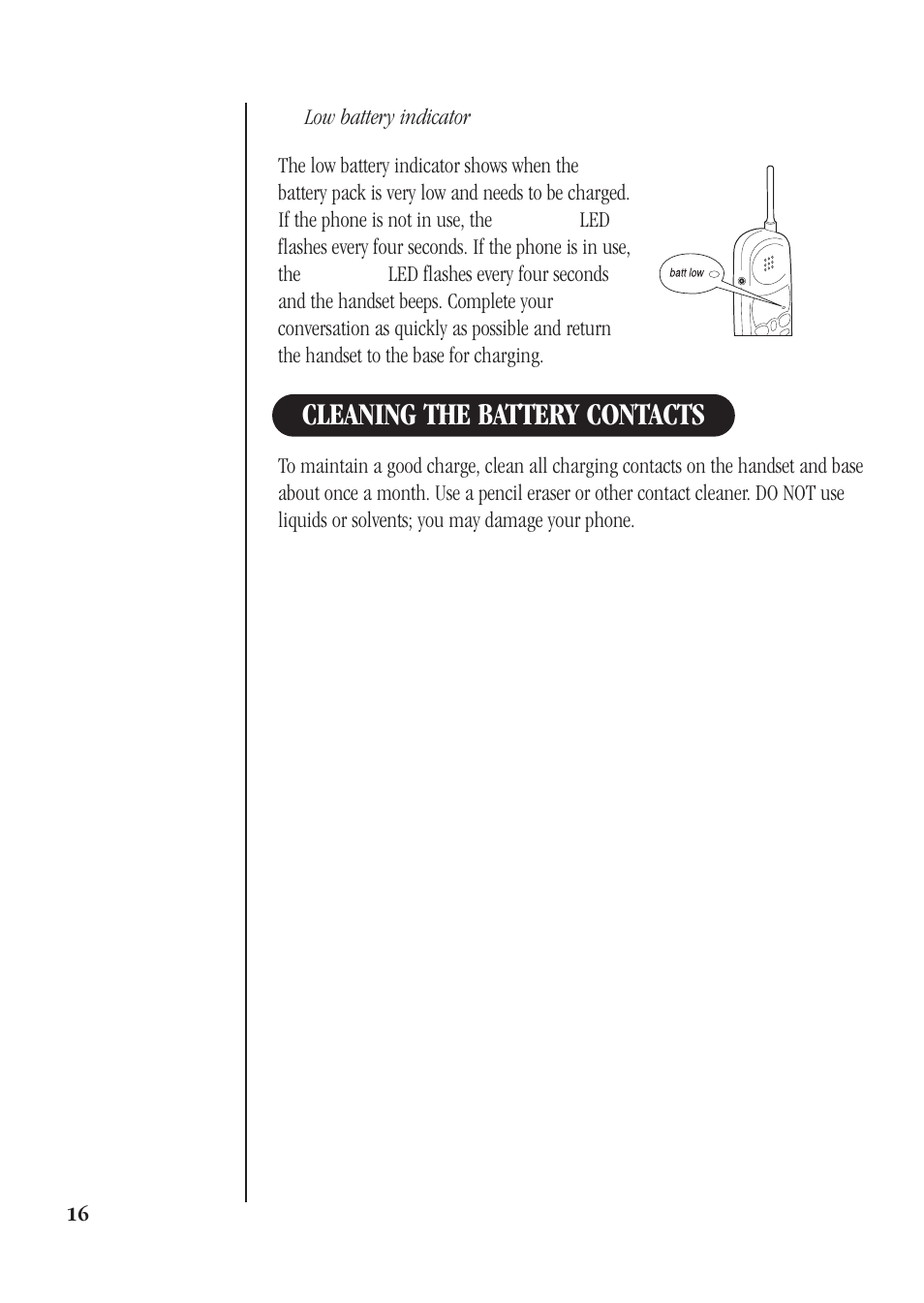 Cleaning the battery contacts | Uniden DS71 User Manual | Page 18 / 32