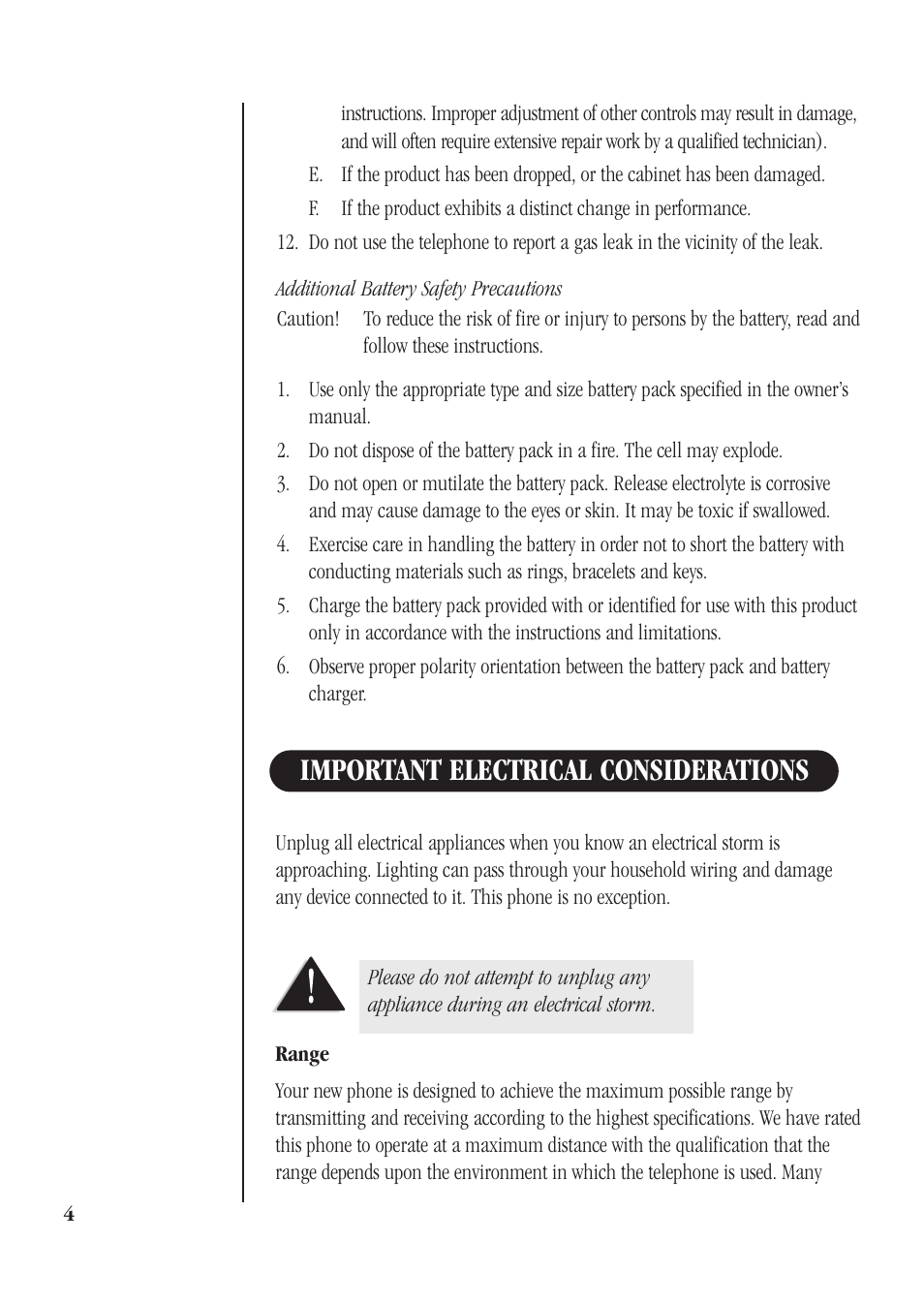 Important electrical considerations | Uniden DS71 User Manual | Page 6 / 32