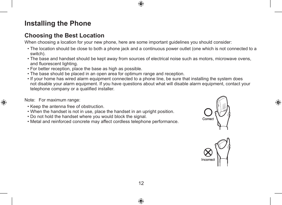 Installing the phone, Choosing the best location | Uniden WDSS 5315 User Manual | Page 13 / 56