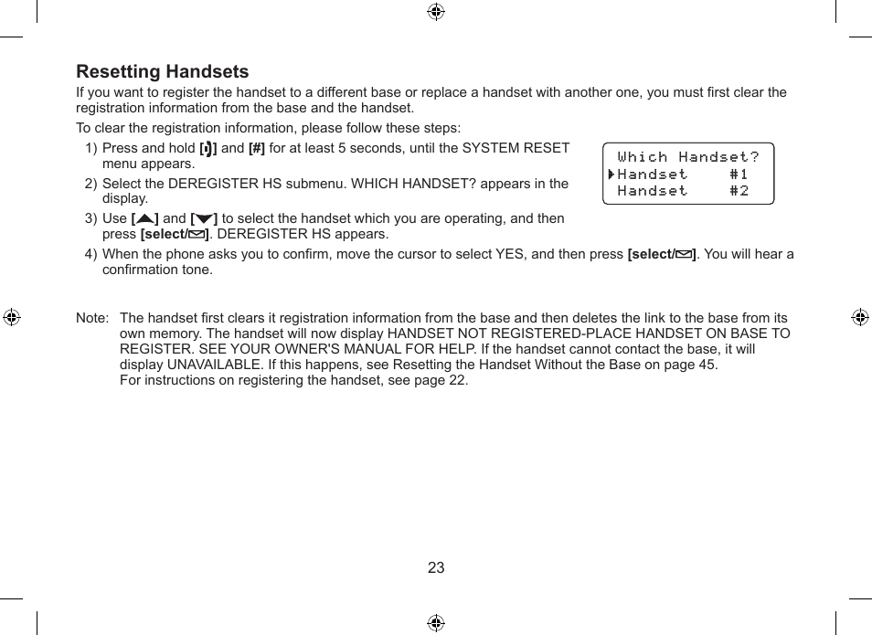 Resetting handsets | Uniden WDSS 5315 User Manual | Page 24 / 56