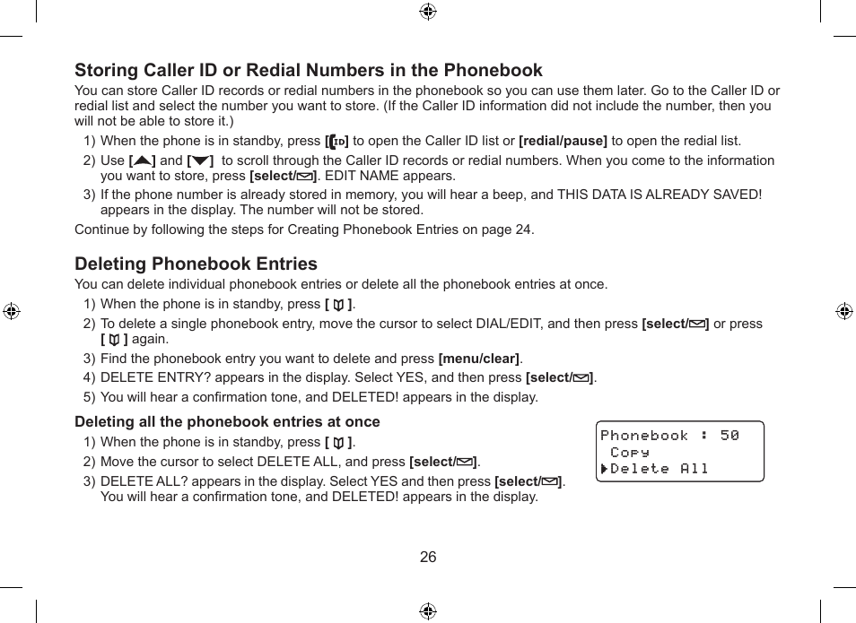 Deleting phonebook entries | Uniden WDSS 5315 User Manual | Page 27 / 56
