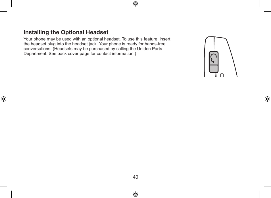 Installing the optional headset | Uniden WDSS 5315 User Manual | Page 41 / 56