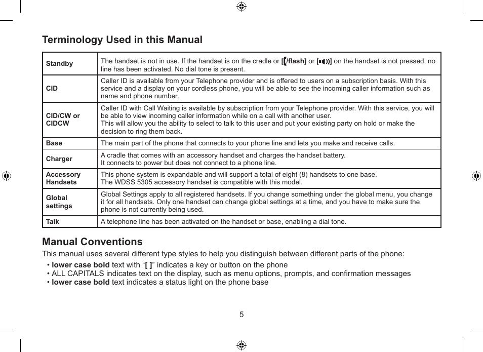 Manual conventions, Terminology used in this manual | Uniden WDSS 5315 User Manual | Page 6 / 56