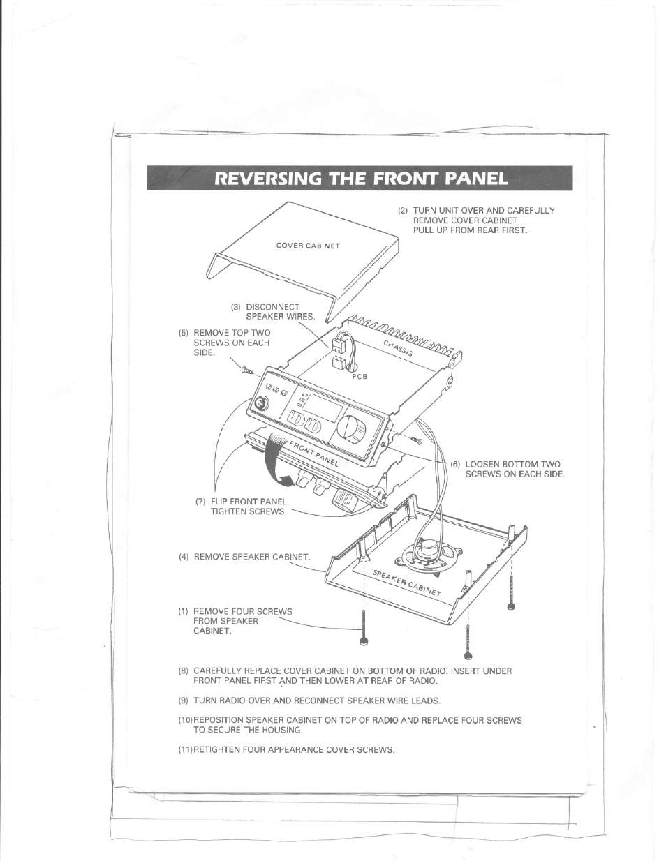 Reversing the front panel | Uniden MC 610 User Manual | Page 6 / 10