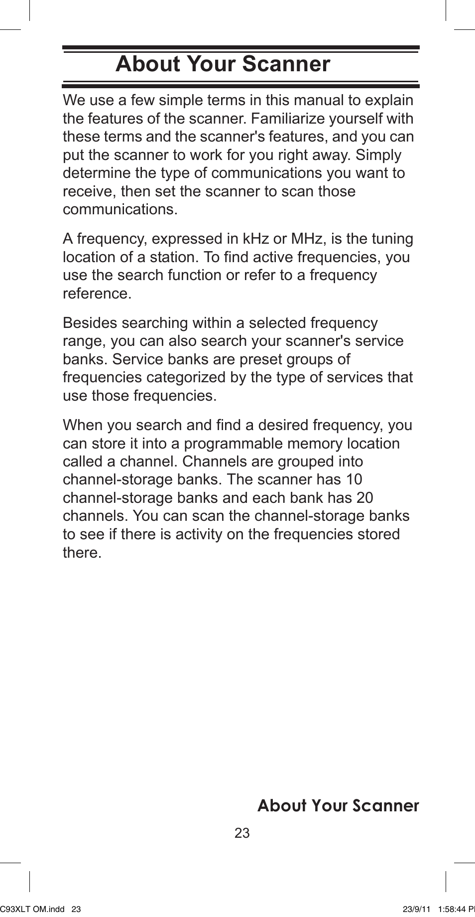 About your scanner | Uniden UBC93XLT User Manual | Page 23 / 60