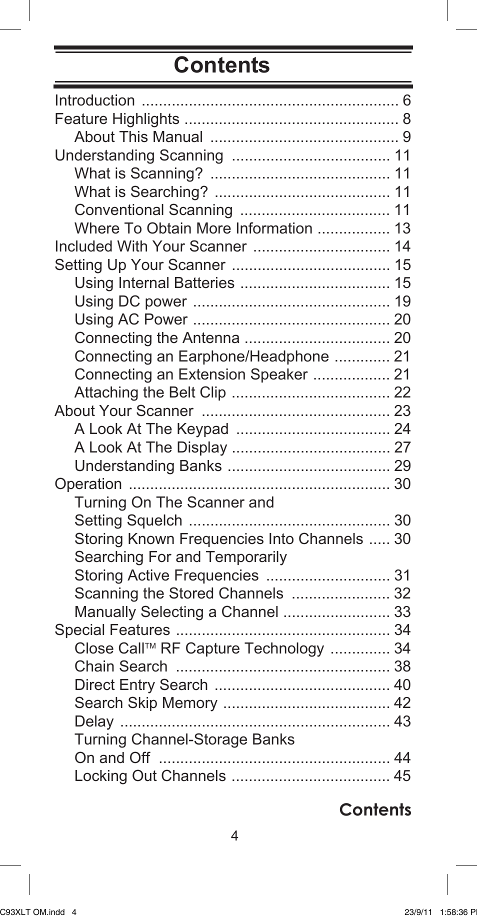 Uniden UBC93XLT User Manual | Page 4 / 60