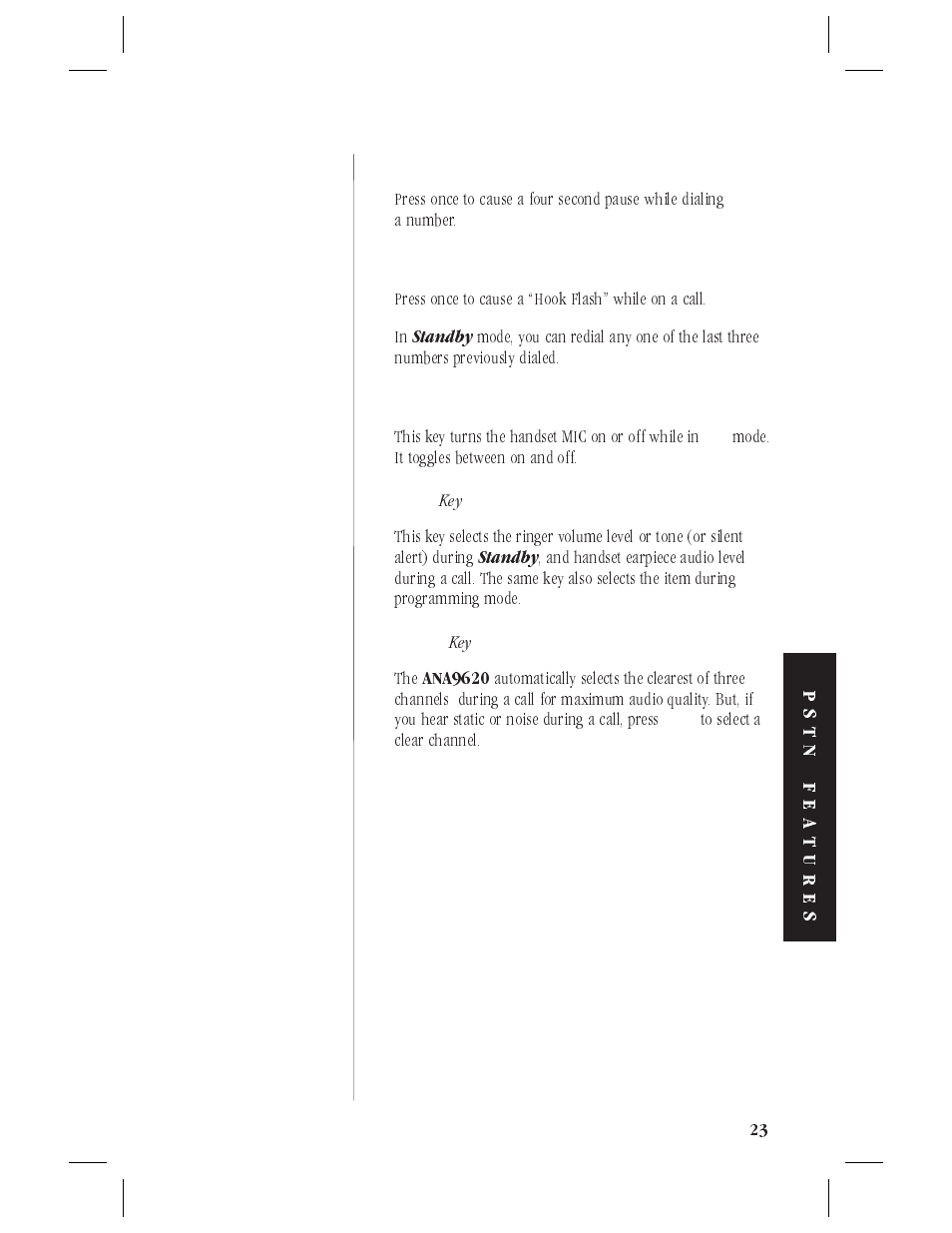Other accessories & parts 25, Answering a call 23, Making a call 23 | Uniden ANA9620 User Manual | Page 24 / 32