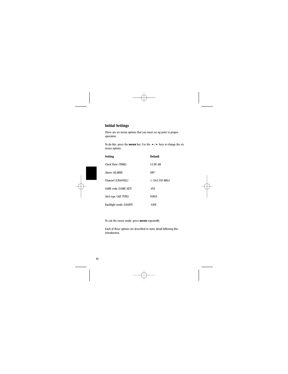 Initial settings | Uniden Radio User Manual | Page 14 / 32