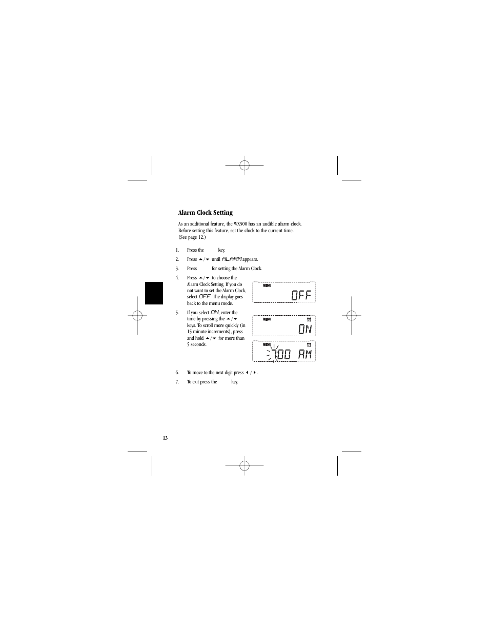 Alarm clock setting | Uniden Radio User Manual | Page 16 / 32