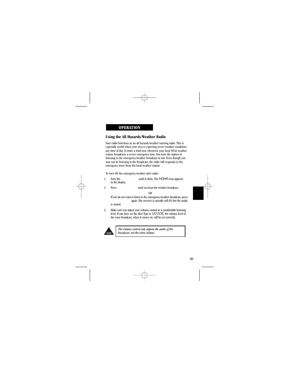 Operation, Using the all hazards/weather radio | Uniden Radio User Manual | Page 23 / 32