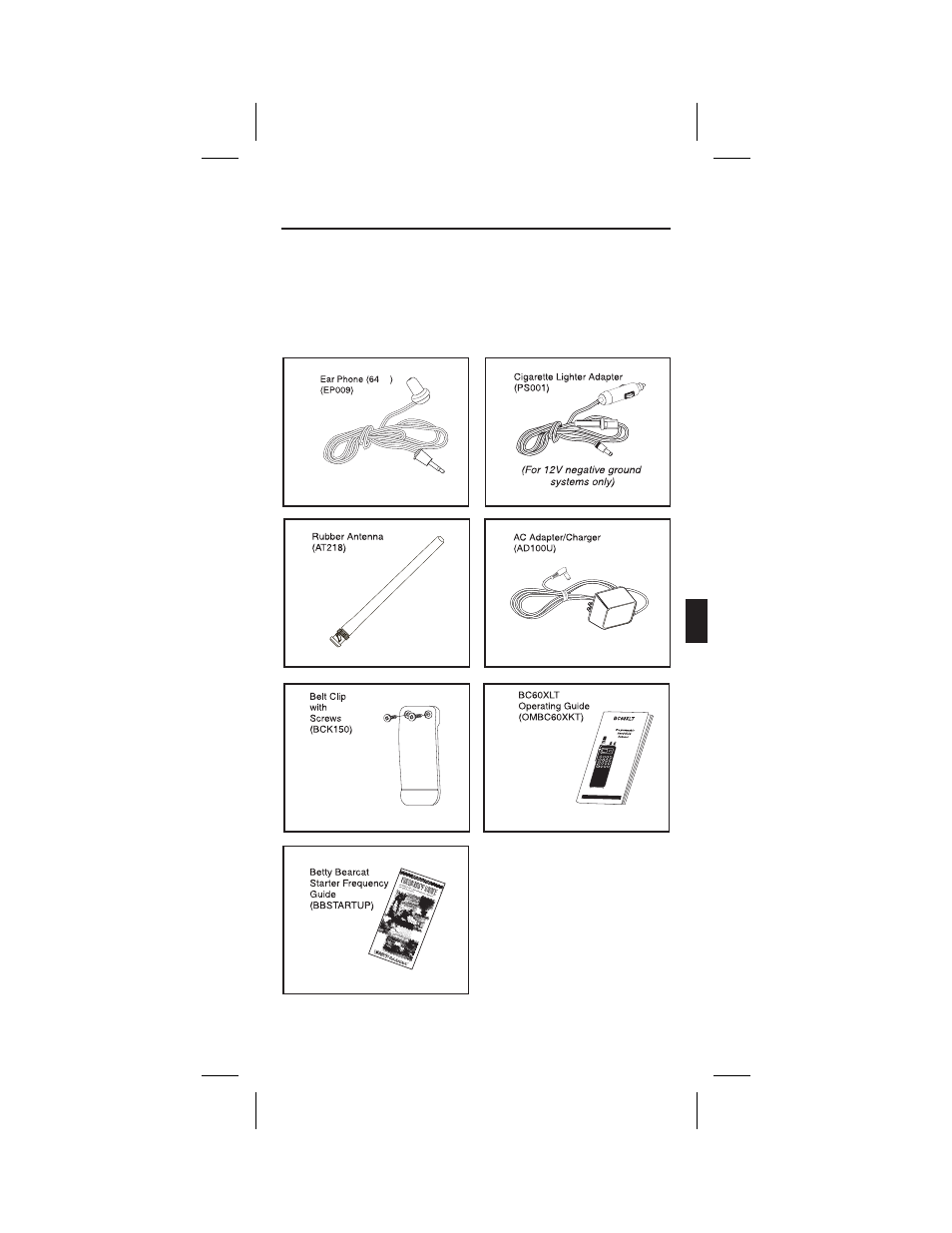 Optional accessories and replacement parts | Uniden BC60XLT User Manual | Page 24 / 29