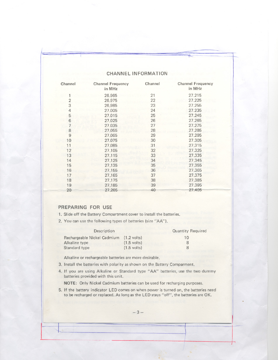 Preparing for use, Channel information | Uniden AX55 User Manual | Page 4 / 8