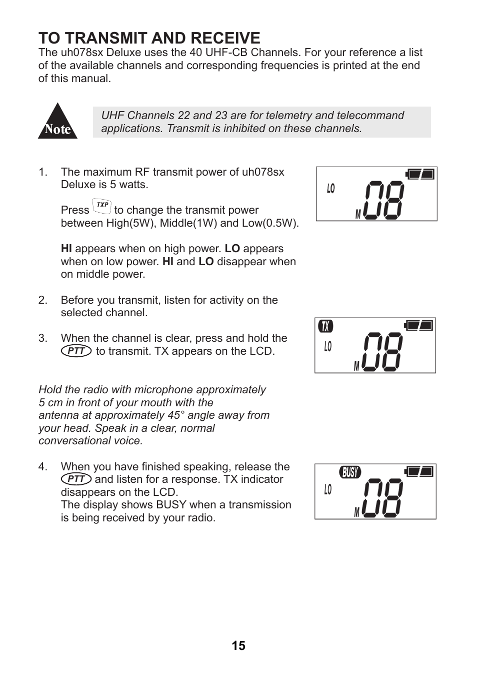 Uniden uh078sx User Manual | Page 15 / 32